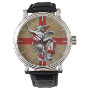 Stadt von London-Drachen auf alter englischer Armbanduhr
