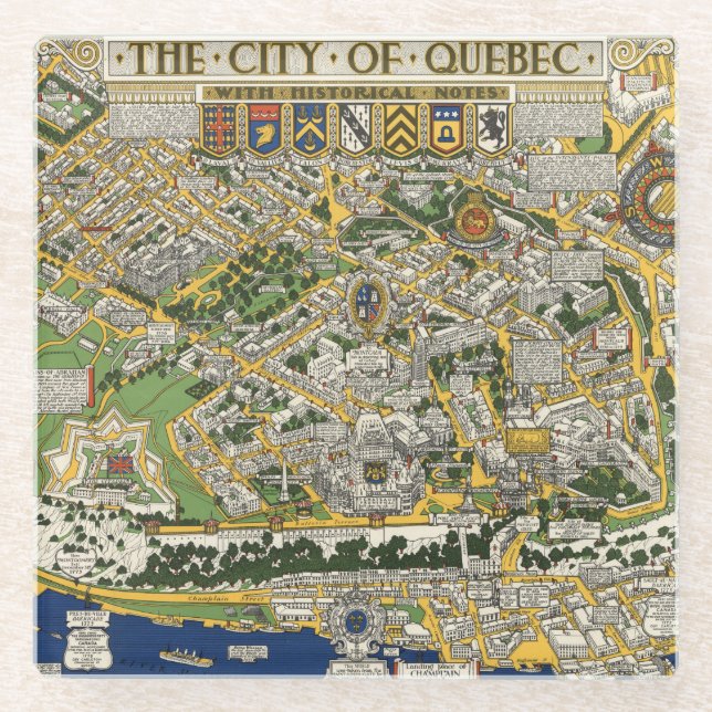 Stadt von Quebec-Karte Glasuntersetzer (Vorderseite)