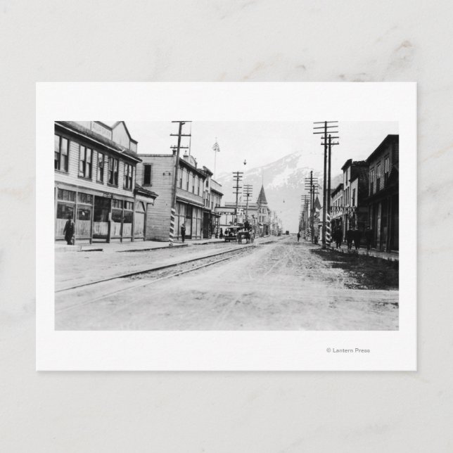 Stadtansicht auf Skagway, Alaska-Foto Postkarte (Vorderseite)