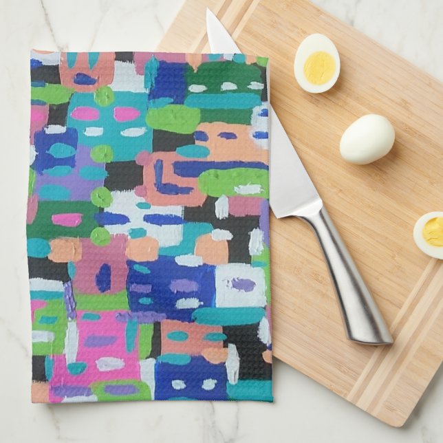 Stadtansicht bei Nachtdruck Geschirrtuch (Viertel Falte)