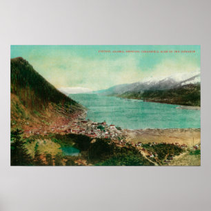 Stadtansicht Juneau, Alaska mit Treadwell Bergwerk Poster