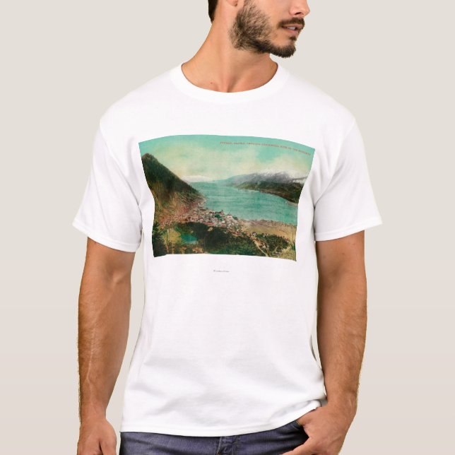 Stadtansicht Juneau, Alaska mit Treadwell Bergwerk T-Shirt (Vorderseite)
