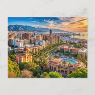Stadtansicht Málaga Spanien Postkarte
