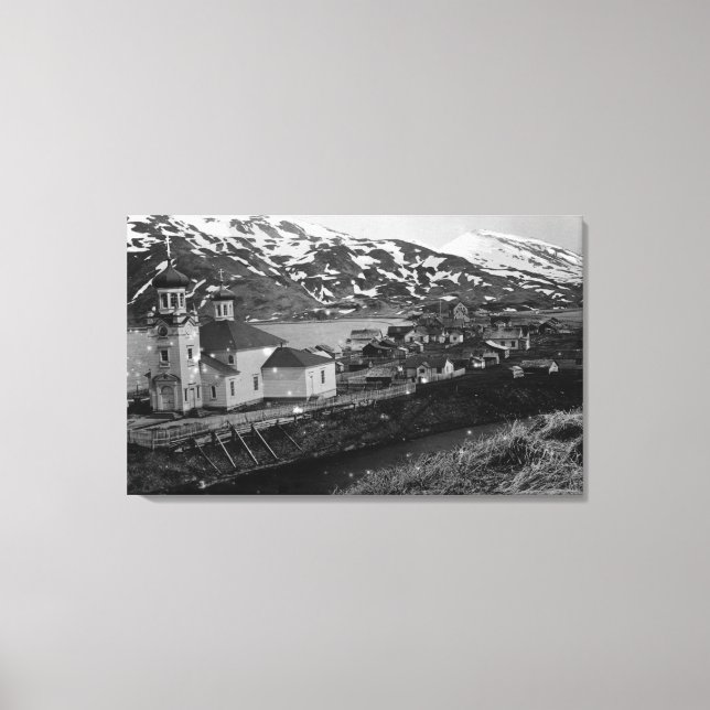 Stadtansicht von Unalaska, Alaska-Foto Leinwanddruck (Vorderseite)