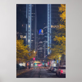 Stadtbezirk von Nighttime im Herbst Poster