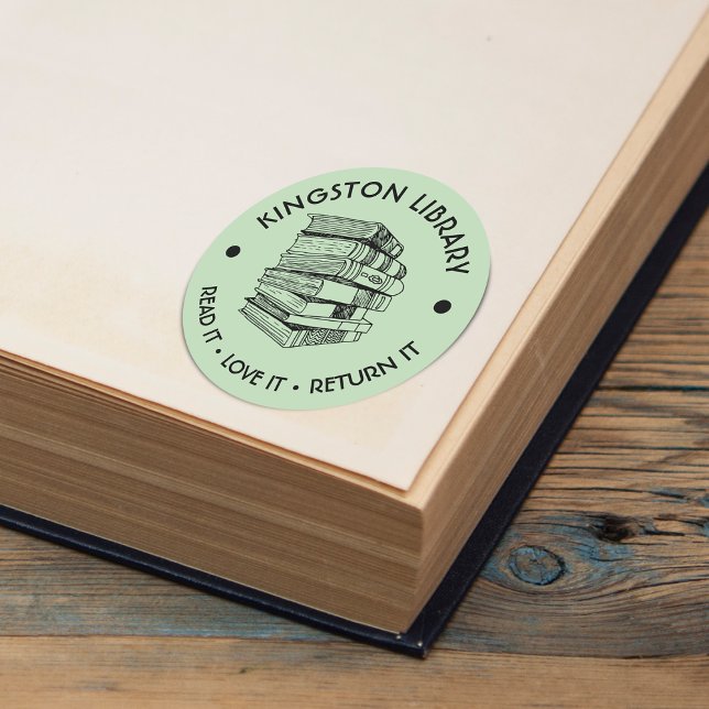Stadtbibliothek Lesen Sie die Liebe, die es zurück Runder Aufkleber (Town Library Read It Love it Return It Customize Classic Round Sticker)