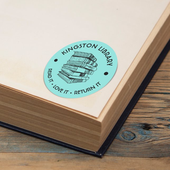 Stadtbibliothek Lesen Sie die Liebe, die es zurück Runder Aufkleber (Town Library Read It Love it Return It Customize Classic Round Sticker)