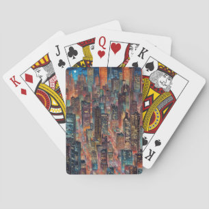 Stadtbild bei Nachtspielkarte Spielkarten