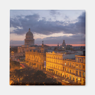 Stadtbild bei Sonnenuntergang, Havanna, Kuba Magnet
