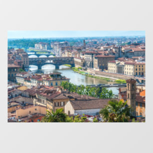 Stadtbild Florenz - Ponte Vecchio über dem Fluss A Fensteraufkleber