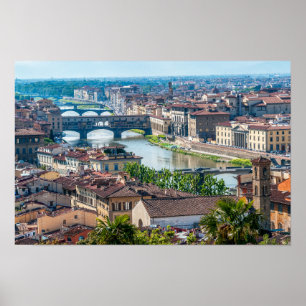Stadtbild Florenz - Ponte Vecchio über dem Fluss A Poster