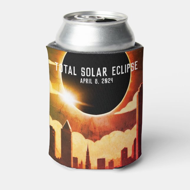 Stadtbild Gesamte Sonnenfinsternis 8. April 2024 Dosenkühler (Kanne Rückseite)