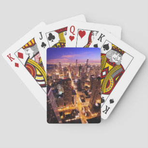 Stadtbild in der Nacht von Chicago Spielkarten
