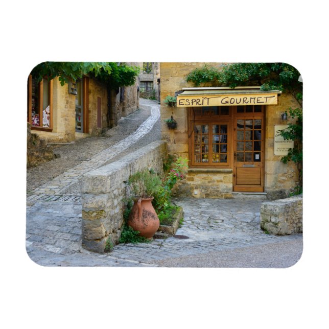 Stadtbild in Dordogne, Frankreich, rechteckiger Ma Magnet (Horizontal)