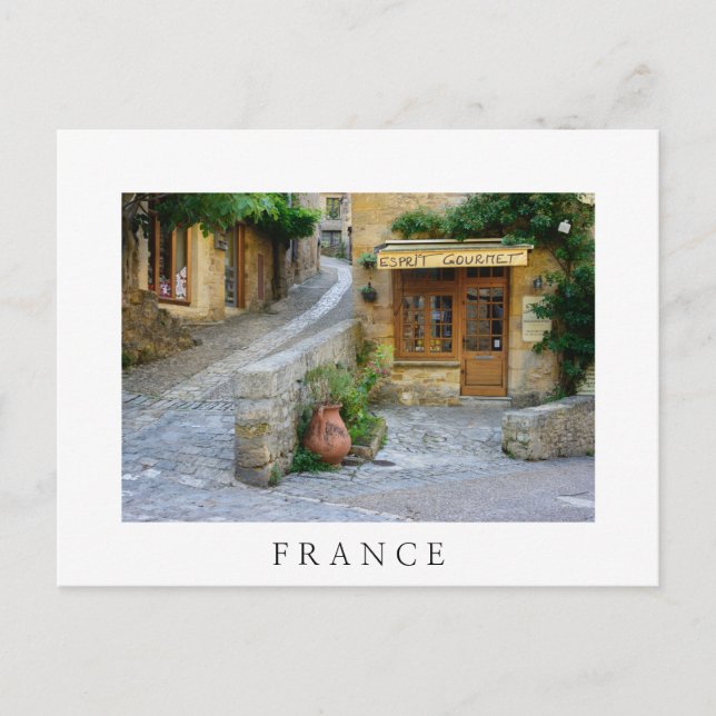Stadtbild in Dordogne, Frankreich, weiße Postkarte (Vorderseite)