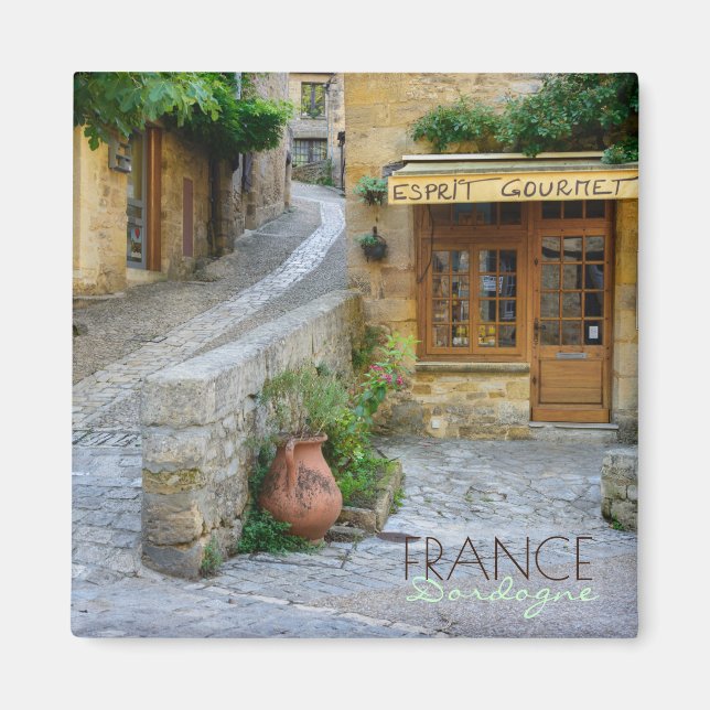 Stadtbild in Dordogne, französischer Textmagnet Magnet (Vorne)