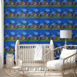 Stadtbild Kunst von Kindern Tapete