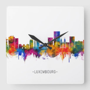 Stadtbild Luxemburg Quadratische Wanduhr