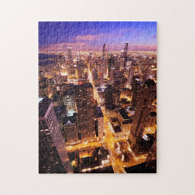 Stadtbild nachts von Chicago (Vertikal)