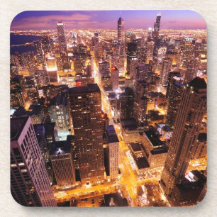 Stadtbild nachts von Chicago Untersetzer