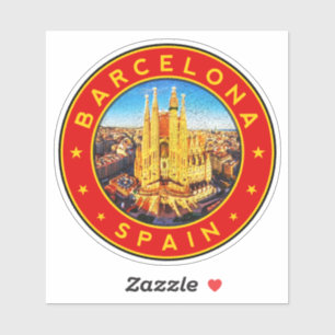 Stadtbild von Barcelona mit der Sagrada Familia Aufkleber