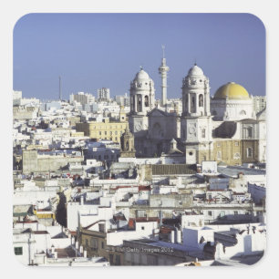 Stadtbild von Cadiz, Spanien Quadratischer Aufkleber