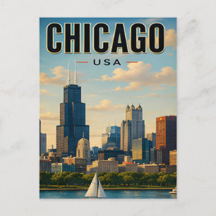 Stadtbild von Chicago Illinois Downtown Lakefront Postkarte