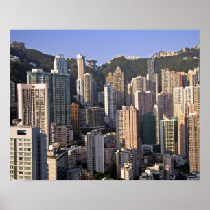 Stadtbild von Hongkong, China Poster
