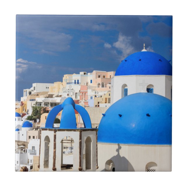 Stadtbild von Santorini, Griechenland Fliese (Vorderseite)
