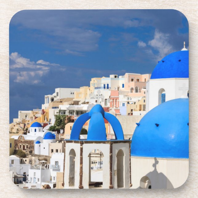 Stadtbild von Santorini, Griechenland Getränkeuntersetzer (Vorderseite)