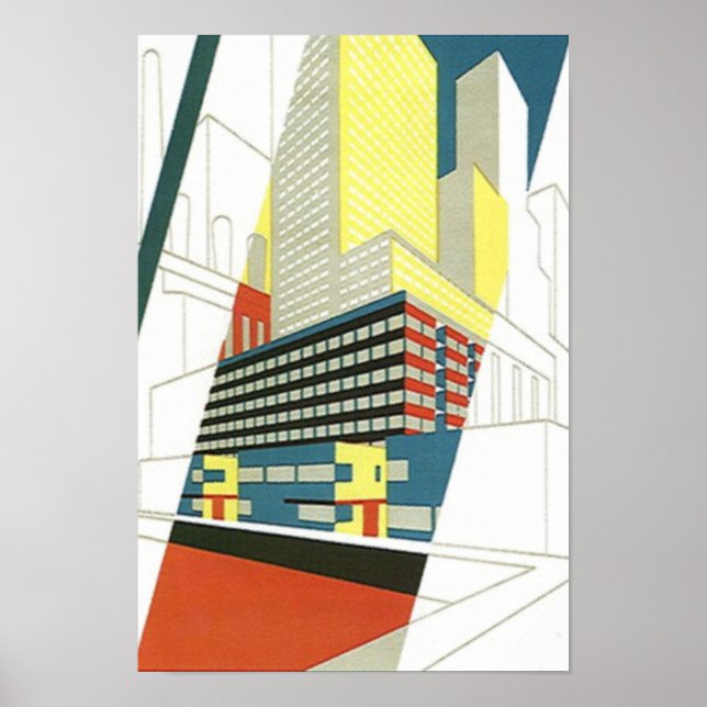 Stadtbild Wolkenkratzer Betonarchitektur Poster (Vorne)
