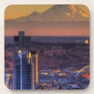 Stadtbildansicht von Seattle im Stadtzentrum Getränkeuntersetzer