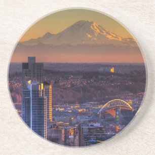 Stadtbildansicht von Seattle im Stadtzentrum Getränkeuntersetzer