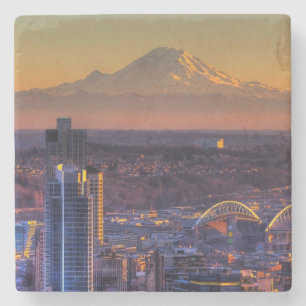 Stadtbildansicht von Seattle im Stadtzentrum Steinuntersetzer