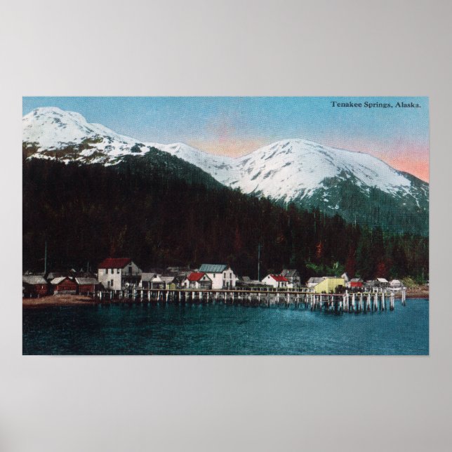 Stadtblick mit DocksTenakee Springs, AK Poster (Vorne)