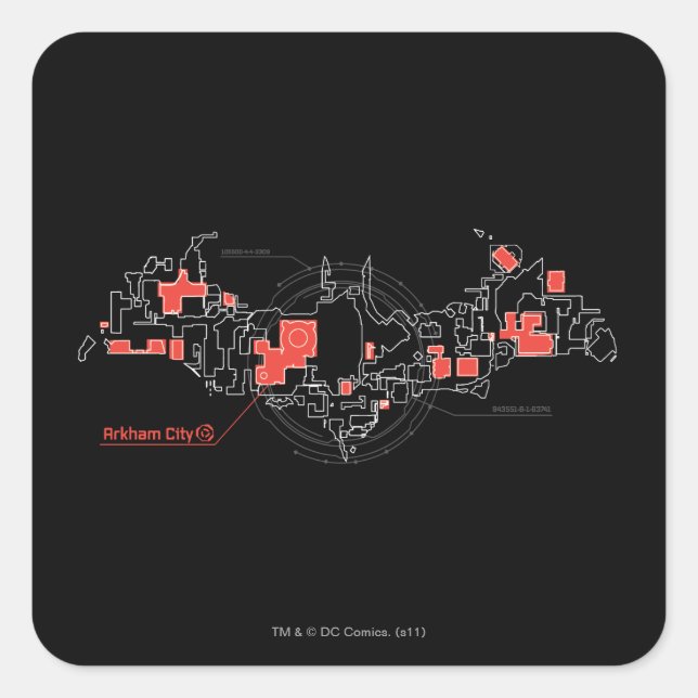 Stadtdiagramm von Arkham Quadratischer Aufkleber (Vorderseite)