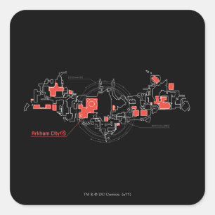 Stadtdiagramm von Arkham Quadratischer Aufkleber
