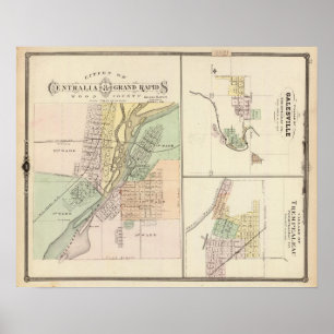 Städte in Centralia & Grand Rapids Poster