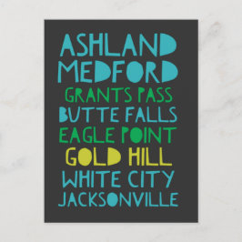 Städte in Süd-Oregon Postkarte