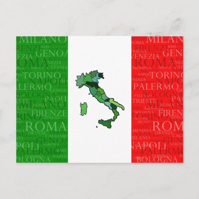 Städte, Karte und Flagge Italiens (Vorderseite)