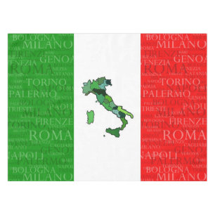 Städte, Karte und Flagge von Italien Tischdecke