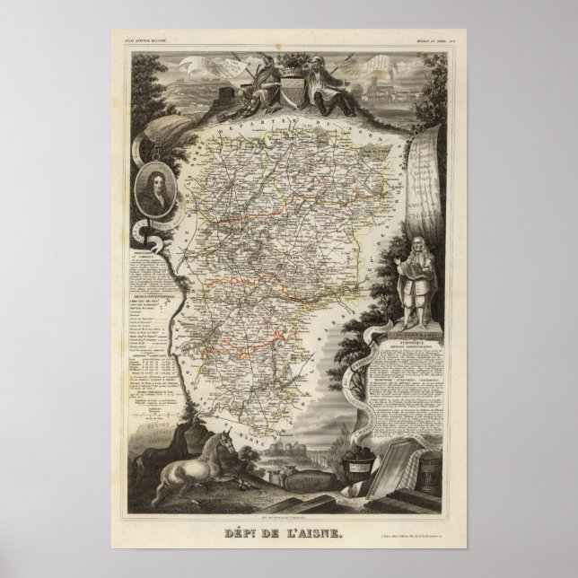 Städte und Gemeinden - Farbe entlang der Grenzen Poster (Vorne)