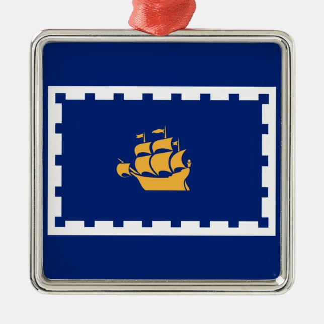 Stadtflagge Quebec (Québec, Kanada) Ornament Aus Metall (Vorne)