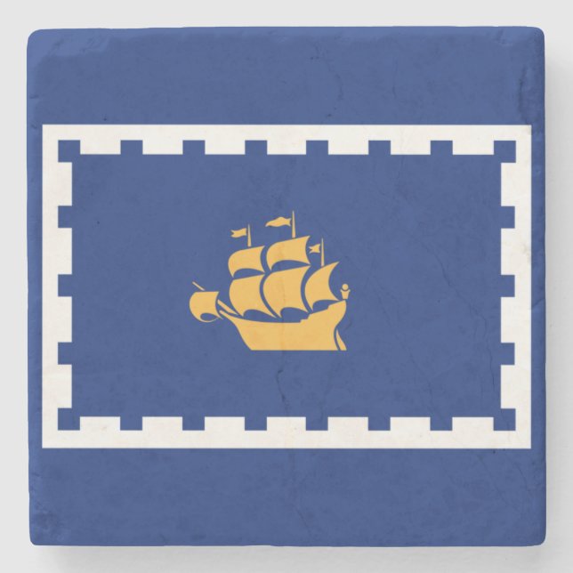 Stadtflagge Quebec (Québec, Kanada) Steinuntersetzer (Vorderseite)