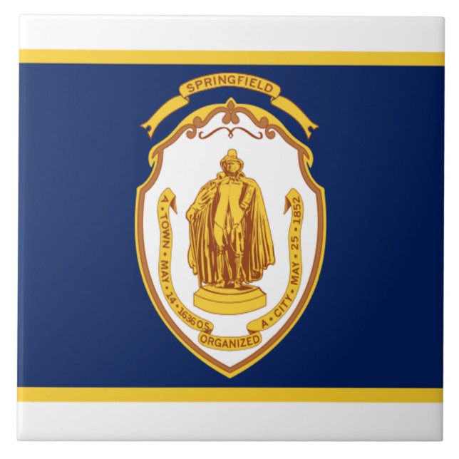 Stadtflagge Springfield (Massachusetts) Fliese (Vorderseite)