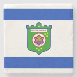 Stadtflagge Tel Aviv (Israel) Steinuntersetzer