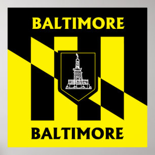 Stadtflagge von Baltimore Poster