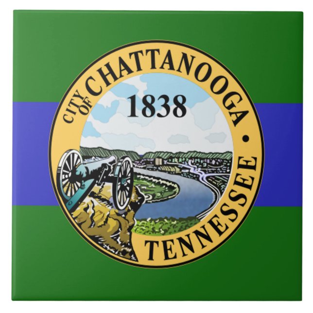 Stadtflagge von Chattanooga Fliese (Vorderseite)