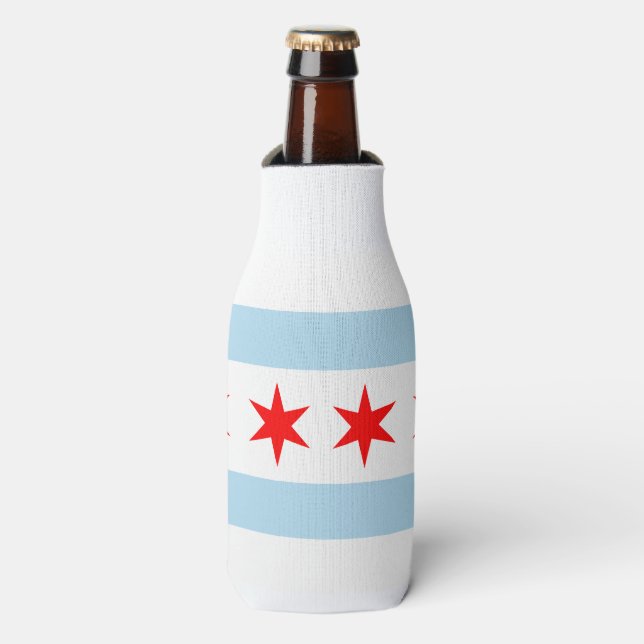 Stadtflagge von Chicago Flaschenkühler (Flaschenvorderseite)