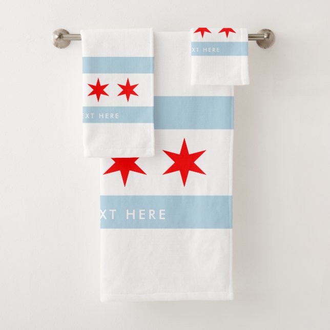 Stadtflagge von Chicago personalisiertes Handtuchg Badhandtuch Set (Insitu)